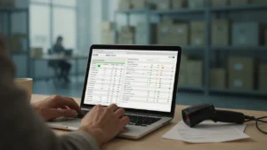 Order management software screen showing order entry, customer pricing and real-time stock levels